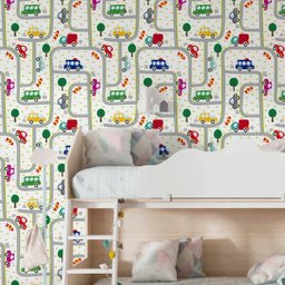Papel de Parede Adesivo Carros Estrada Quarto Infantil 12m - 2