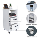 Ver imagem 3 de Mesa de Cabeceira Branca 30cm 2 Gavetas Mdf Quarto Gaveteiro Puxador Arquivo-com Rodinhas (montado)