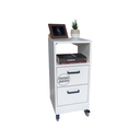 Ver imagem 1 de Mesa de Cabeceira Branca 30cm 2 Gavetas Mdf Quarto Gaveteiro Puxador Arquivo-com Rodinhas (montado)