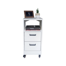 Mesa de Cabeceira Branca 30cm 2 Gavetas Mdf Quarto Gaveteiro Puxador Arquivo-com Rodinhas (montado) - 5