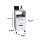 Ver imagem 2 de Mesa de Cabeceira Branca 30cm 2 Gavetas Mdf Quarto Gaveteiro Puxador Arquivo-com Rodinhas (montado)