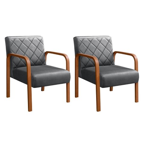 Kit 2 Poltronas Lara Cor:Veludo Cinza 220