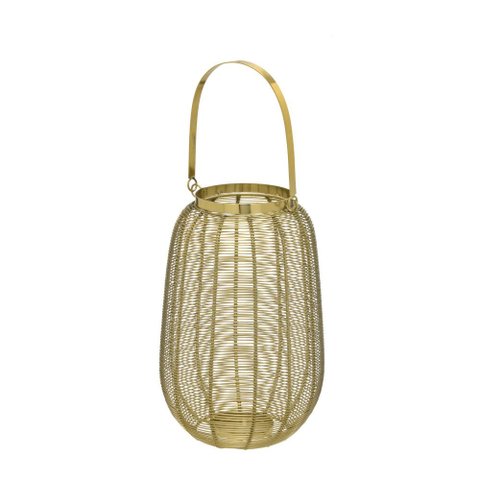 Lanterna Decorativa de Metal Dourado 33cm Paris Luz