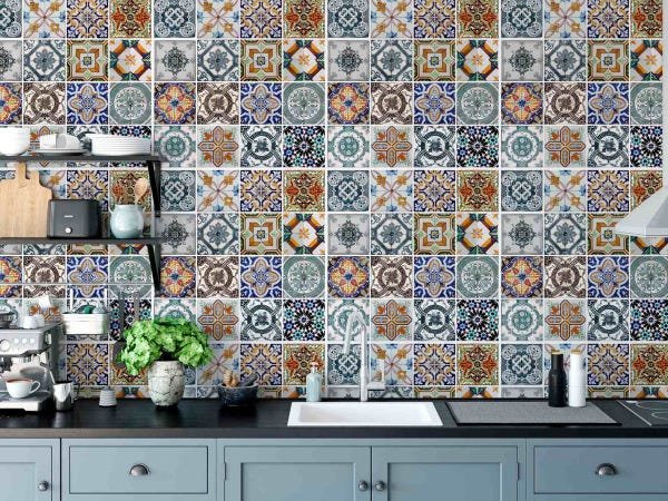 Papel Parede Adesivo Azulejo Portugues Cozinha Lavável 10m - 2