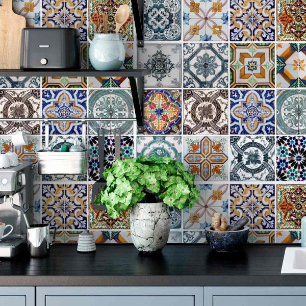 Papel Parede Adesivo Azulejo Portugues Cozinha Lavável 10m - 3