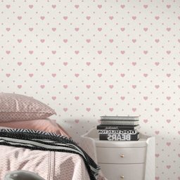 Papel de Parede Adesivo Coração Clássico Nude Quarto 3m - 2