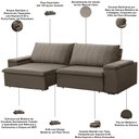 Ver imagem 3 de Sofá 3 Lugares Retrátil Reclinável para Sala 245cm Malfati F04 Veludo Marrom Claro - Lyam Decor