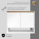 Ver imagem 2 de Gabinete de Banheiro Suspenso 70cm 2 Portas e Nicho Branco e Freijó