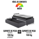 Ver mais imagens de Cama Box Solteiro com Gaveta 88x188 cm Revestida em Suede Cinza com Colchão Gransleep Ecoflex