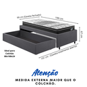 Ver imagem 2 de Cama Box Solteiro com Gaveta 88x188 cm Revestida em Suede Cinza com Colchão Gransleep Ecoflex