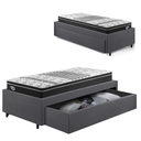 Ver imagem 1 de Cama Box Solteiro com Gaveta 88x188 cm Revestida em Suede Cinza com Colchão Gransleep Ecoflex