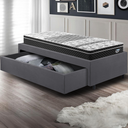 Ver imagem 3 de Cama Box Solteiro com Gaveta 88x188 cm Revestida em Suede Cinza com Colchão Gransleep Ecoflex