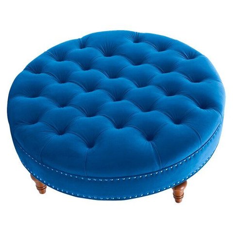 Puff Amara 60cm Suede Azul Royal Slk Decor