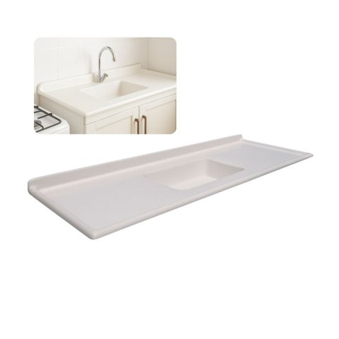 Pia de Cozinha Mármore Sintético Cuba Fibra 55x120cm: Bege
