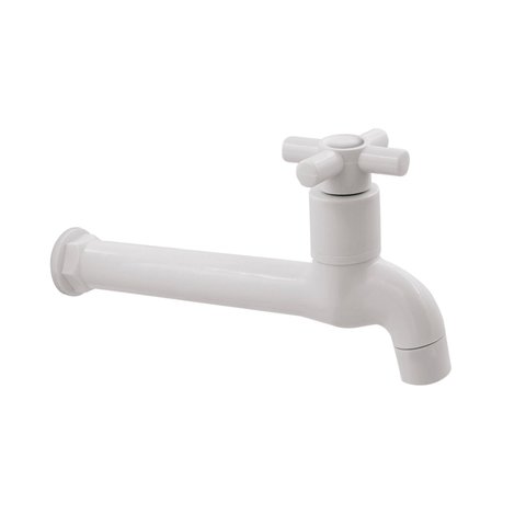 Torneira Reta Pia Parede Fixa Abs Branco 18cm Slim 1/4 V