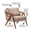 Kit 2 Poltronas Decorativa Mona Luxo Linho Bege Claro e Base Madeira Maciça - 2