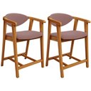 Ver imagem 2 de Kit 02 Banquetas Baixa para Cozinha Sala Jantar Bancada Cecília L02 Suede Rosê - Lyam Decor