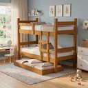 Ver mais imagens de Beliche Solteiro Leticia com Cama Auxiliar Mili Mdf 199x95 Cm Nature Decmade
