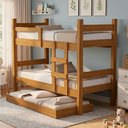 Ver imagem 2 de Beliche Solteiro Leticia com Cama Auxiliar Mili Mdf 199x95 Cm Nature Decmade