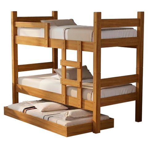 Beliche Solteiro Leticia com Cama Auxiliar Mili Mdf 199x95 Cm Nature Decmade