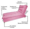 Ver imagem 2 de Sofa Cama Chaise Bicama Reclinavel Sala Lavinia Suede:Rosa/Suede