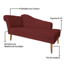 Ver imagem 7 de Recamier Divã Pés Palito para Sala Cecilia 1.60cm Suede Vermelho Bordo - Incasa Decor