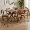Ver imagem 2 de Mesa de Jantar Cacau com 6 Cadeiras Estofadas Japurana Linho Bege Ornar