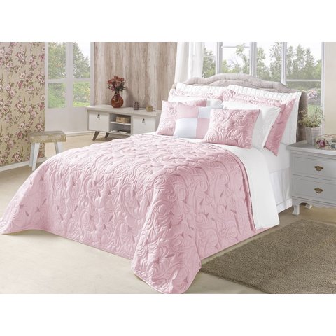 Kit Melody 180 Fios Bordado Casal Queen 05 Pc (ac):rose