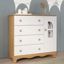 Ver imagem 1 de Cômoda Infantil 95cm 1 Porta com Vidro e 4 Gavetas Aurora Multimóveis Mp4499 Madeirado/branco