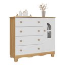 Ver imagem 2 de Cômoda Infantil 95cm 1 Porta com Vidro e 4 Gavetas Aurora Multimóveis Mp4499 Madeirado/branco