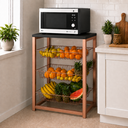 Ver imagem 1 de Fruteira para Cozinha com Suporte para Micro-Ondas 3 Cestos Ferro Cobre Tampo Preto