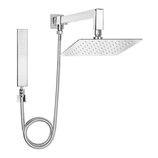 Ducha De Inox Quadrada 20X20 Cm Com Chuveirinho - Cromada - 1