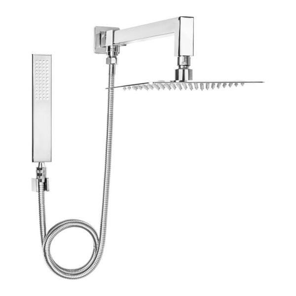 Ducha De Inox Quadrada 20X20 Cm Com Chuveirinho - Cromada - 2