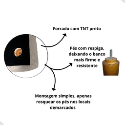 Puff Estofado Banqueta Apoio para Pé Luxo para Quarto Closet Sala Penteadeira - 3