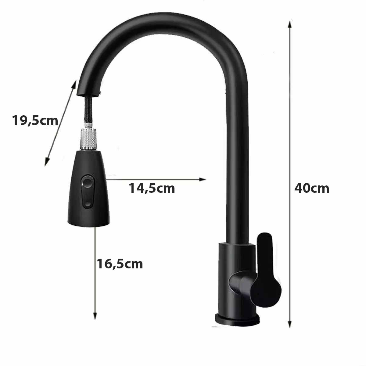 Torneira Gourmet Pull Down Monocomando Cozinha Agua Quente Fria Flexivel Mesa Bancada Cuba Lava Louç - 2