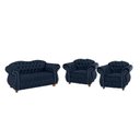 Ver imagem 1 de Conjunto Chesterfield Merlo Namoradeira c/ 2 Poltronas - Veludo Azul Marinho / decoração, recepção, 