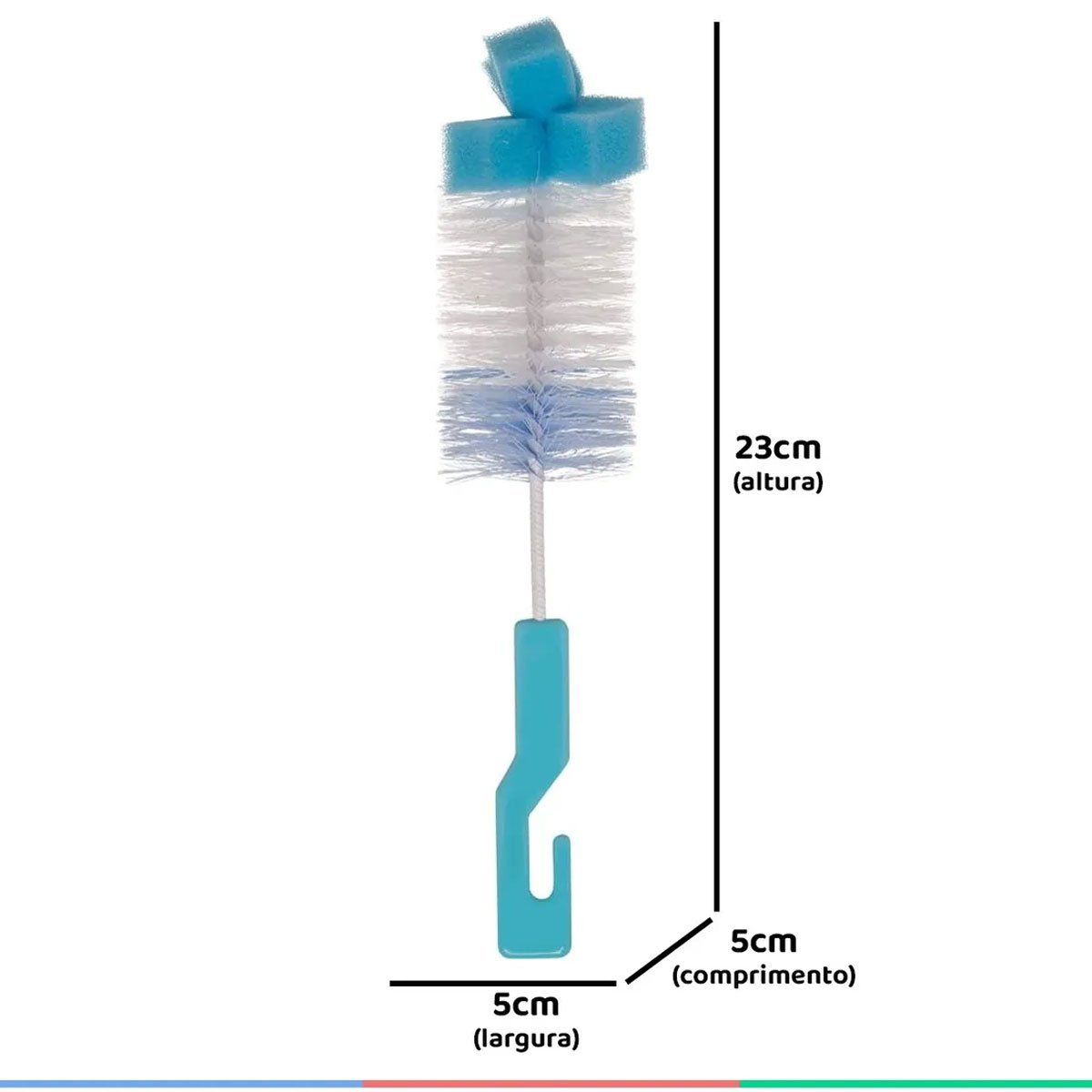 Kit Escova para Limpar Mamadeira com Esponja e Escova para Limpeza de Bico Buba Azul - 3