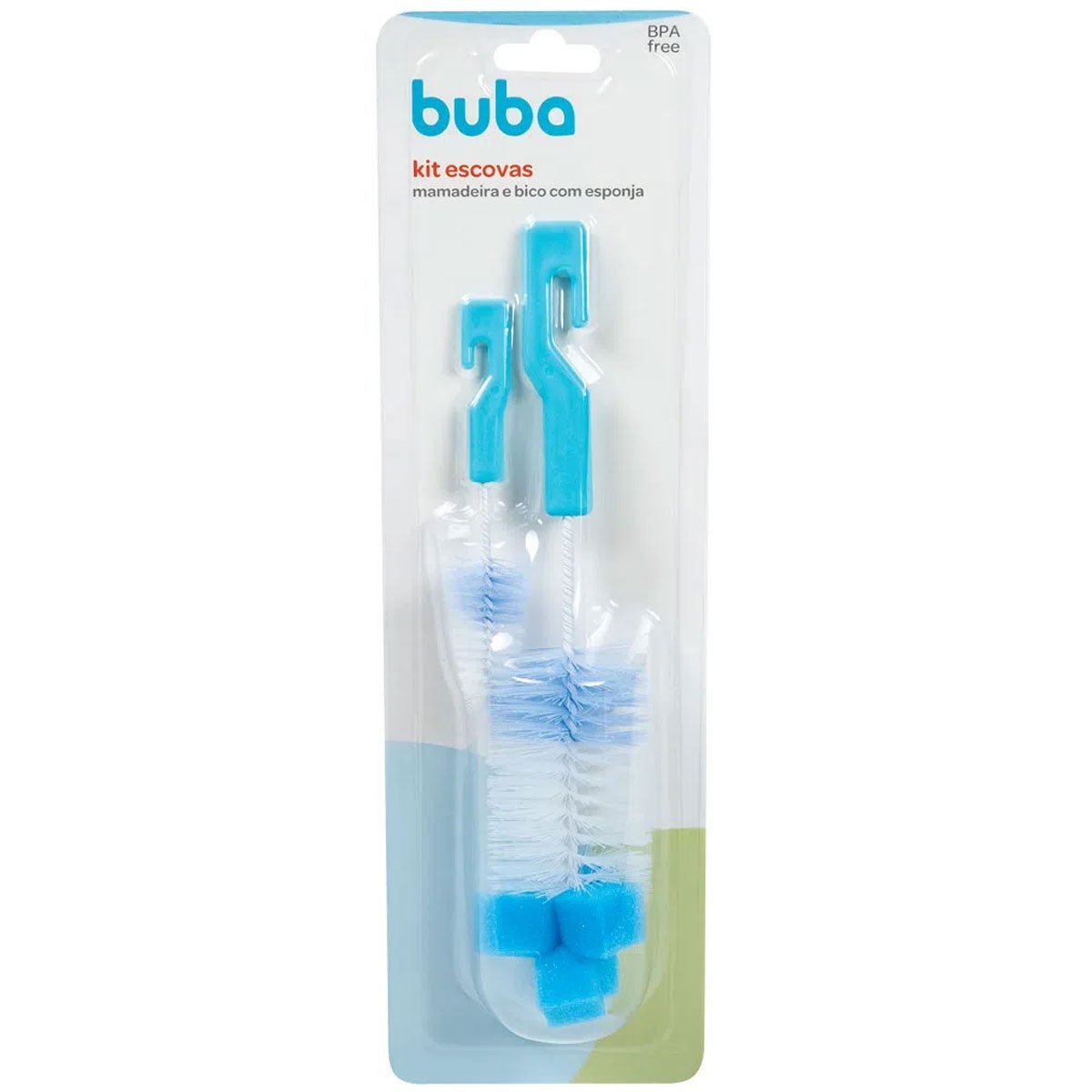 Kit Escova para Limpar Mamadeira com Esponja e Escova para Limpeza de Bico Buba Azul - 5