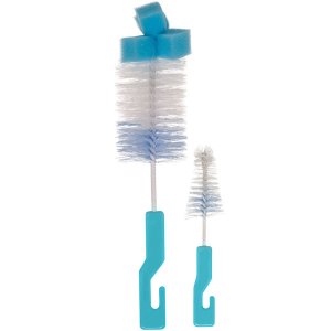 Kit Escova para Limpar Mamadeira com Esponja e Escova para Limpeza de Bico Buba Azul