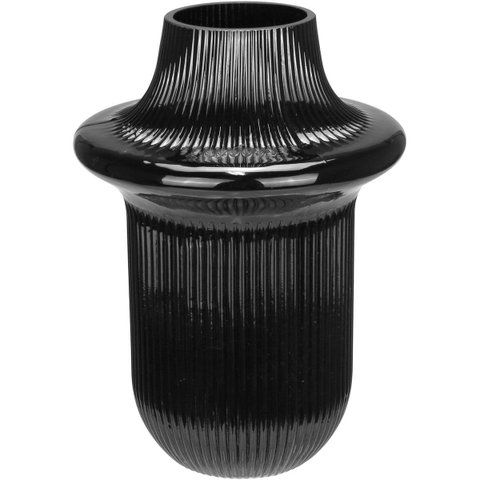Vaso Decorativo de Vidro Preto 22x16x16cm Enfeite Sala Mesa Estante Aparador