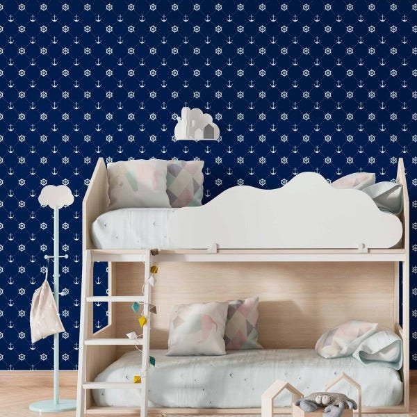 Papel Parede Adesivo Timão Âncora Azul Quarto Infantil 5m - 2