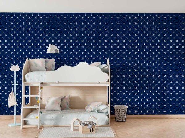 Papel Parede Adesivo Timão Âncora Azul Quarto Infantil 5m - 4