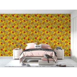 Papel de Parede Adesivo Caveira Mexicana Amarelo Teen 10m - 4