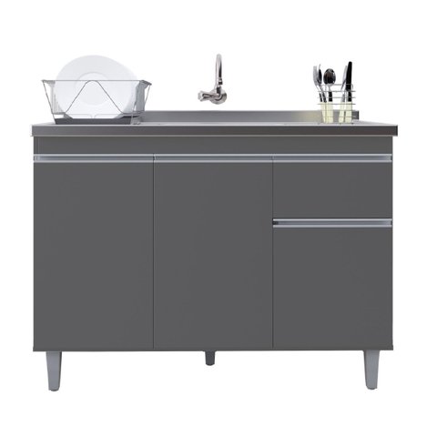 Balcão Gabinete de Pia Pop 120cm Cinza S/tampo - Nathan