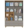 Guarda-Roupa Infantil Fendi Nature MDF Gavetas Telescópicas Pés Madeira 4 Portas Roupeiro Casinha - 6