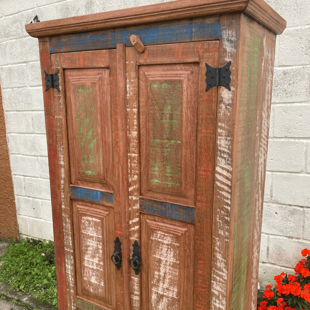 Armário Rustico Colorido 180 X 80 Madeira Demolição Sudeste Rústico - 5