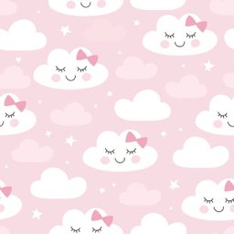 Papel Parede Adesivo Nuvem Feliz Rosa Quarto Infantil 12m - 1