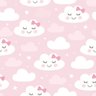Papel Parede Adesivo Nuvem Feliz Rosa Quarto Infantil 12m - 1