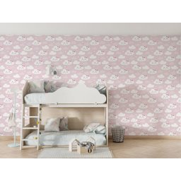 Papel Parede Adesivo Nuvem Feliz Rosa Quarto Infantil 12m - 4