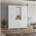 Ver imagem 6 de Guarda Roupa Casal C/ Espelho C/ Capelinha 4 Portas 3 Gavetas 5 Prateleiras 2 Cabideiros Pés Em PVC